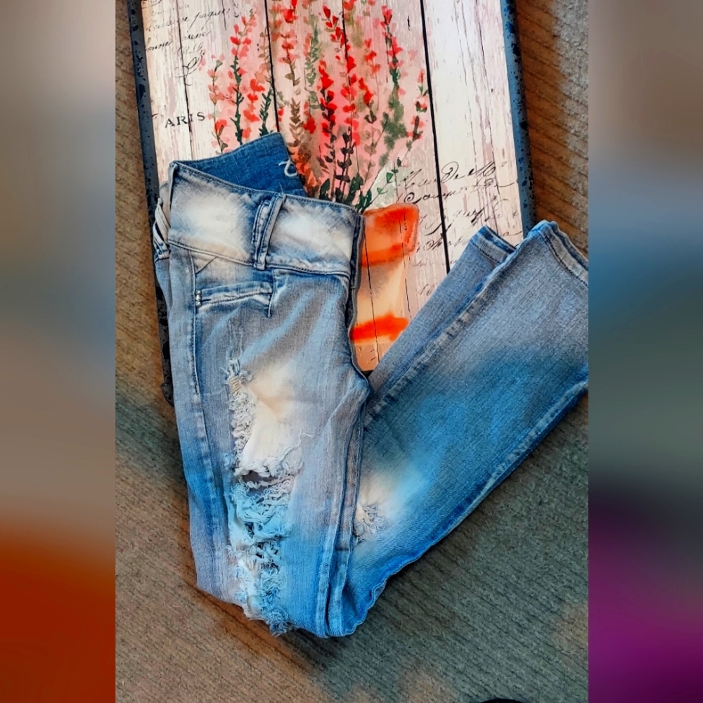 Distressed Blue Jeans